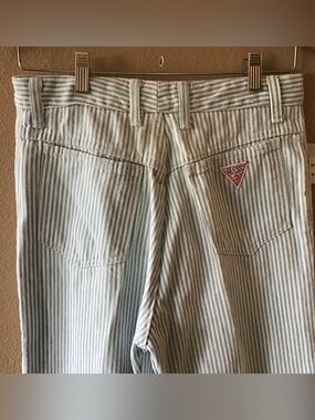 NWT Y2K Guess Georges Marciano Blue & White Striped Denim Pants (S)